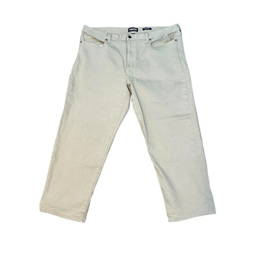 Lands End Mens 40x30 Square Rigger Khaki Pants Beige Traditional Fit EUC